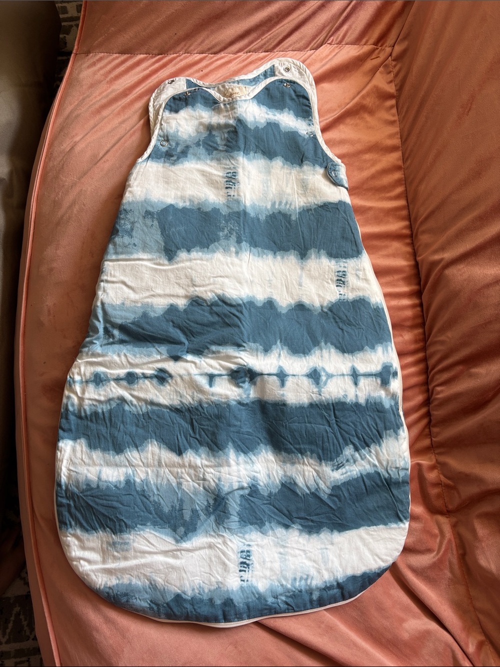 Blue & White Tie-Dye Baby Sleep Sack - Sleeveless Swaddle